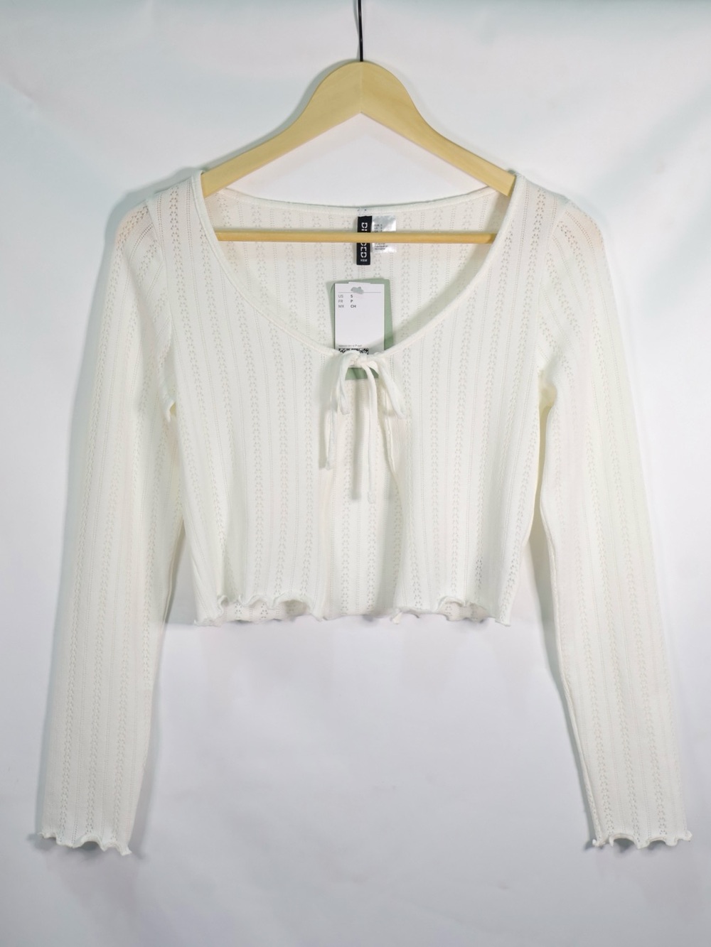 H&M Tie Front Cardigan | White Size Small